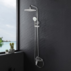8 inch Round Chrome Twin Shower Set Bottom Inlet 8 inch Round Chrome Twin Shower Set Bottom Inlet